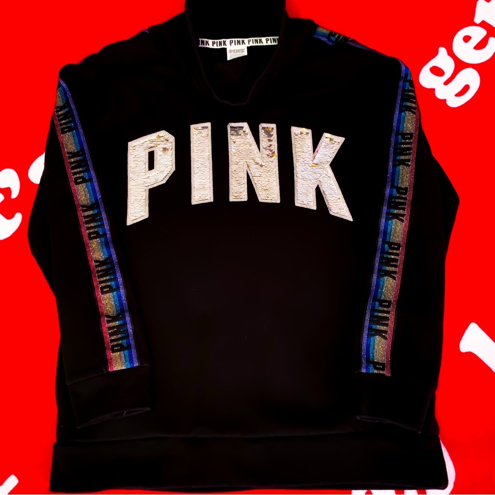RARE & HTF Victoria’s Secret VS PINK Sweatshirt Rainbow BLING Size XS (runs big)